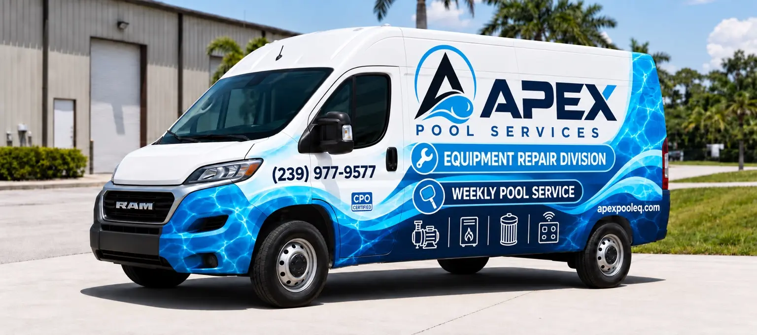 Apex Pools dedicated equipment repair van